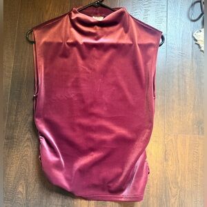 Abercrombie & Fitch Sleeveless Velvet Mock Neck Top - Wine